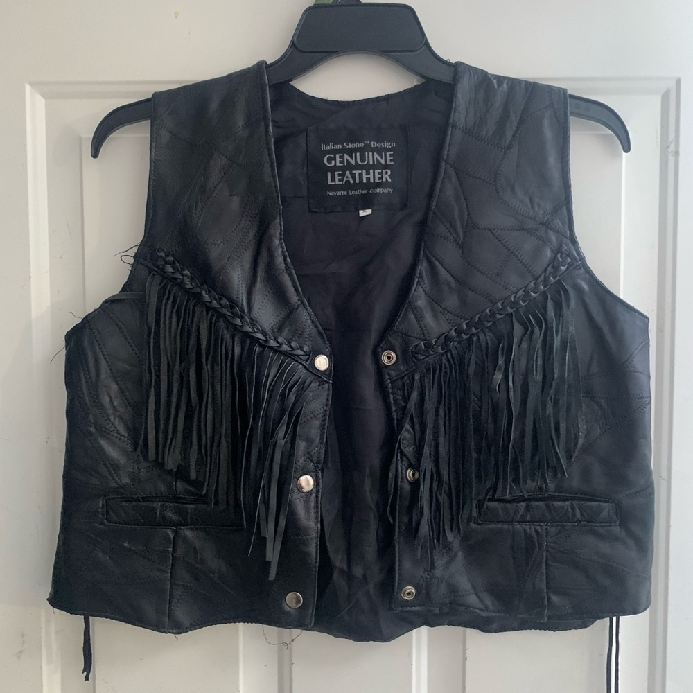 Genuine Leather Women's Fringe Vest - Picture 3 of 15